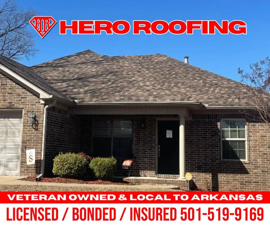 Completed roof replacement in Central Arkansas by veteran-owned Hero Roofing — asphalt shingle roof
